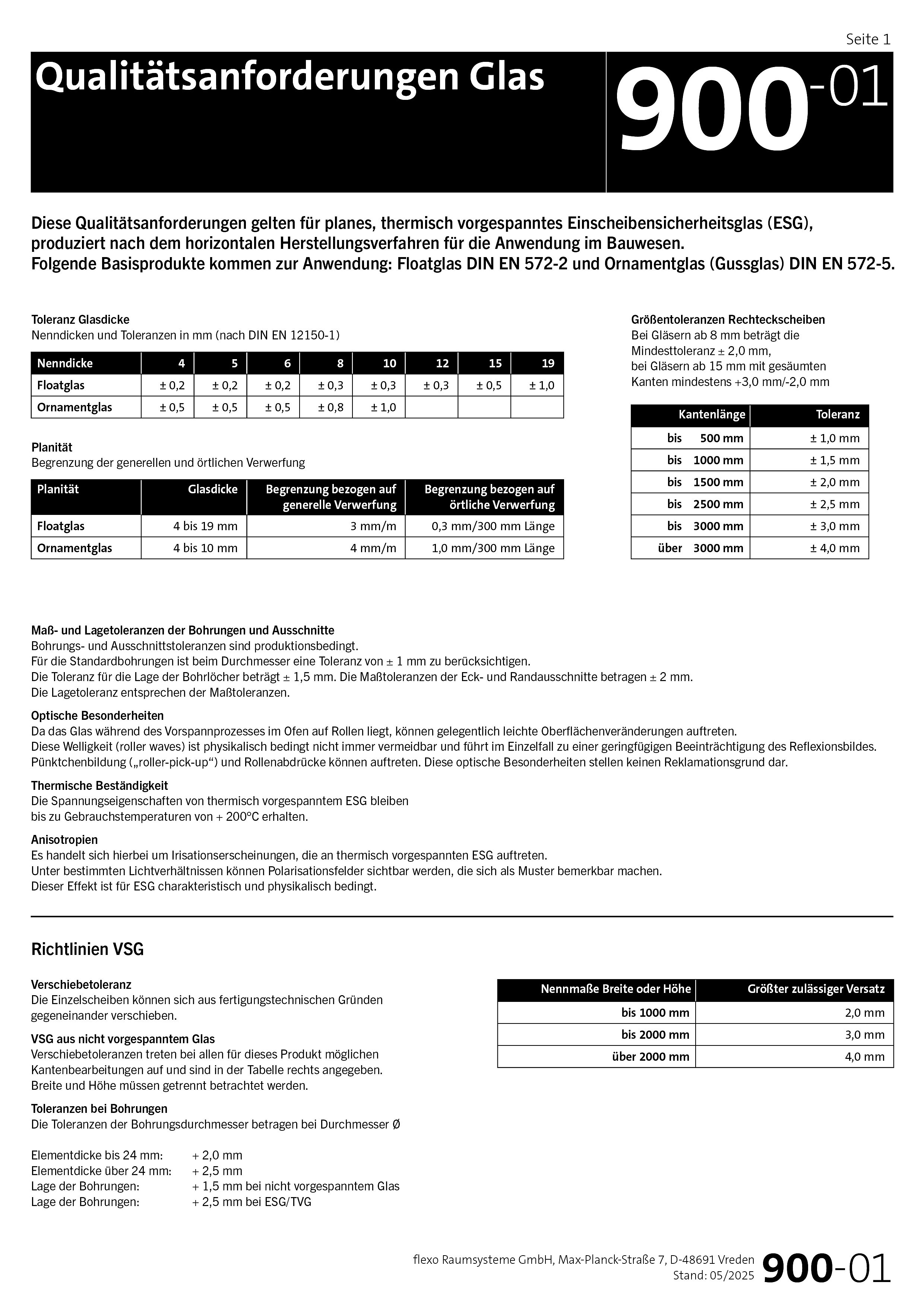 Qualitätsanforderungen Glas