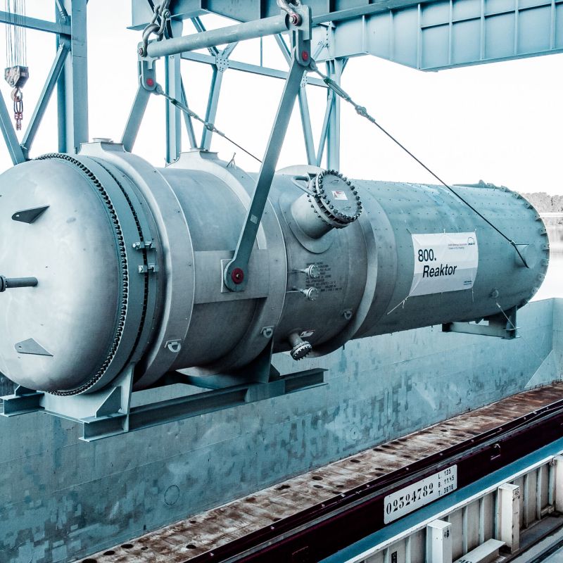 Verladung des 800. Reaktors am Donauhafen, 2023