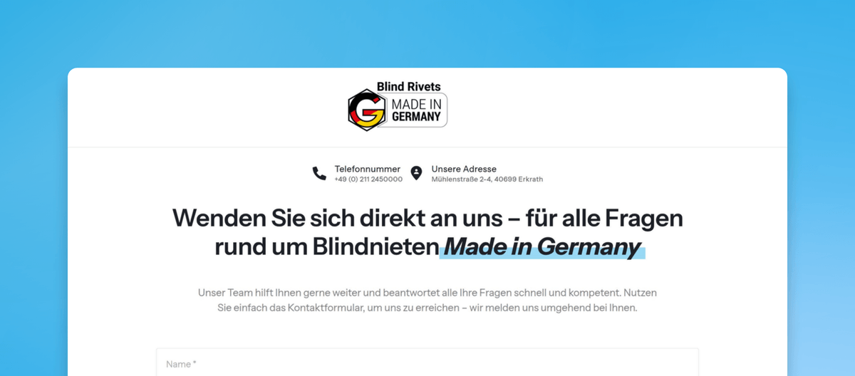 Farbige Blindniete nach RAL, NCS oder Sonderfarben
