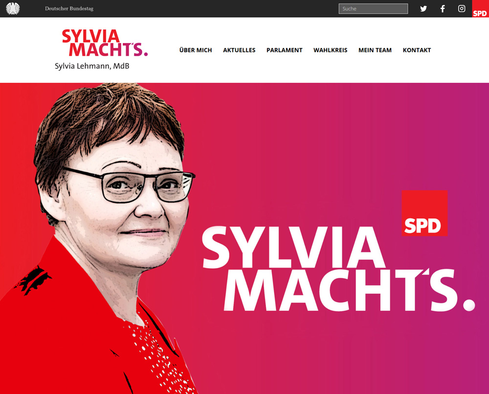 Webseite und Wahlkampfclaim für Sylvia Lehmann, MdB
