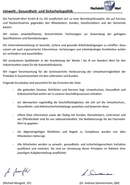 Umwelt-, Gesundheits- und Sicherheitspolitik