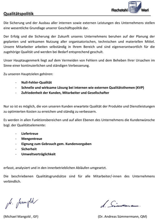 Qualitätspolitik