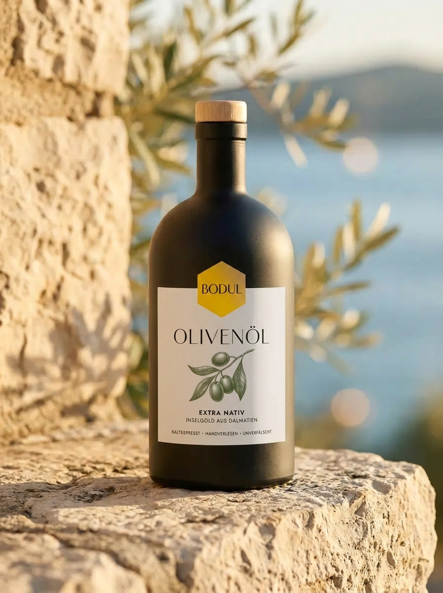 Bodul Olivenöl in Tonflasche