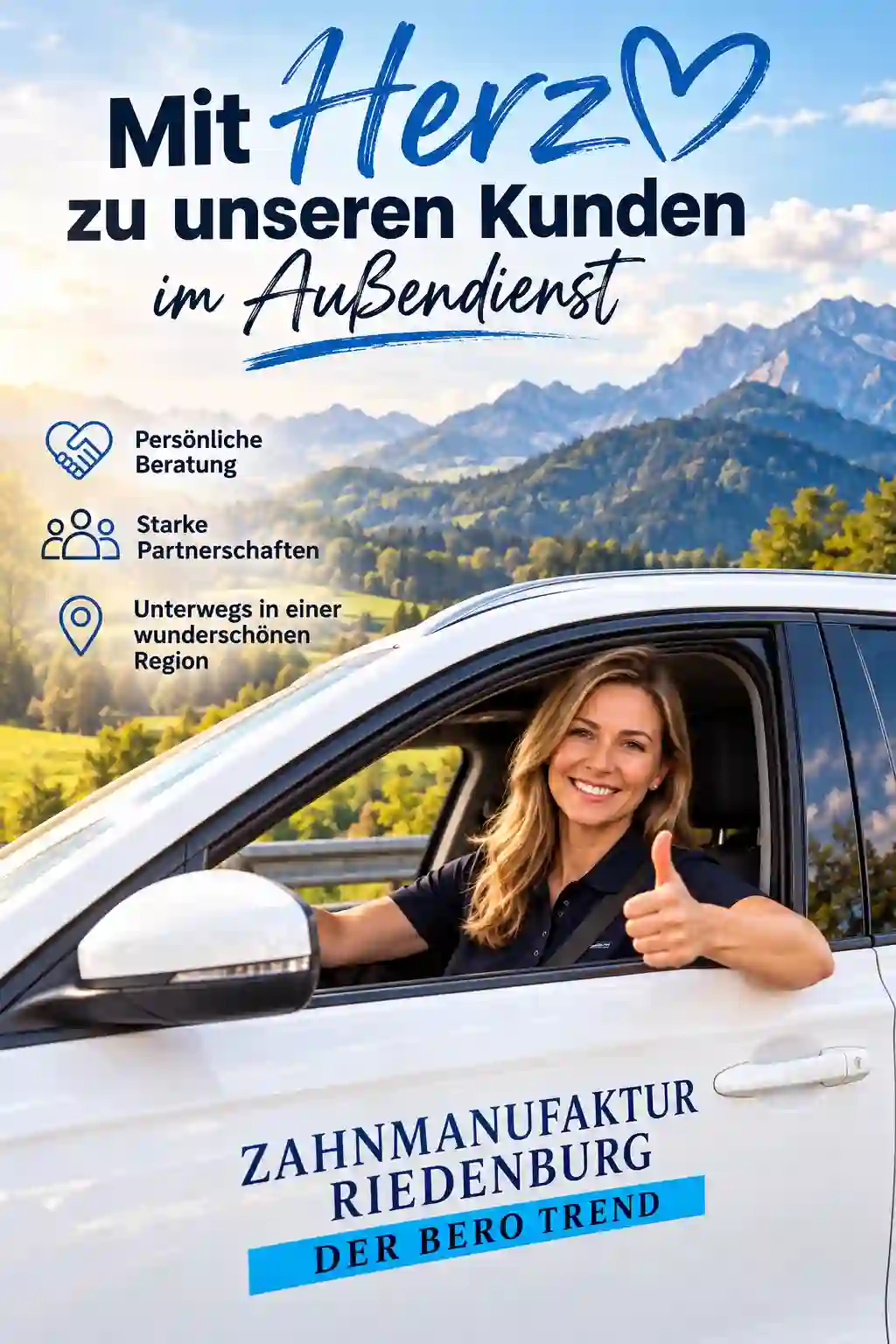 Außendienstmitarbeiterin im Servicefahrzeug
