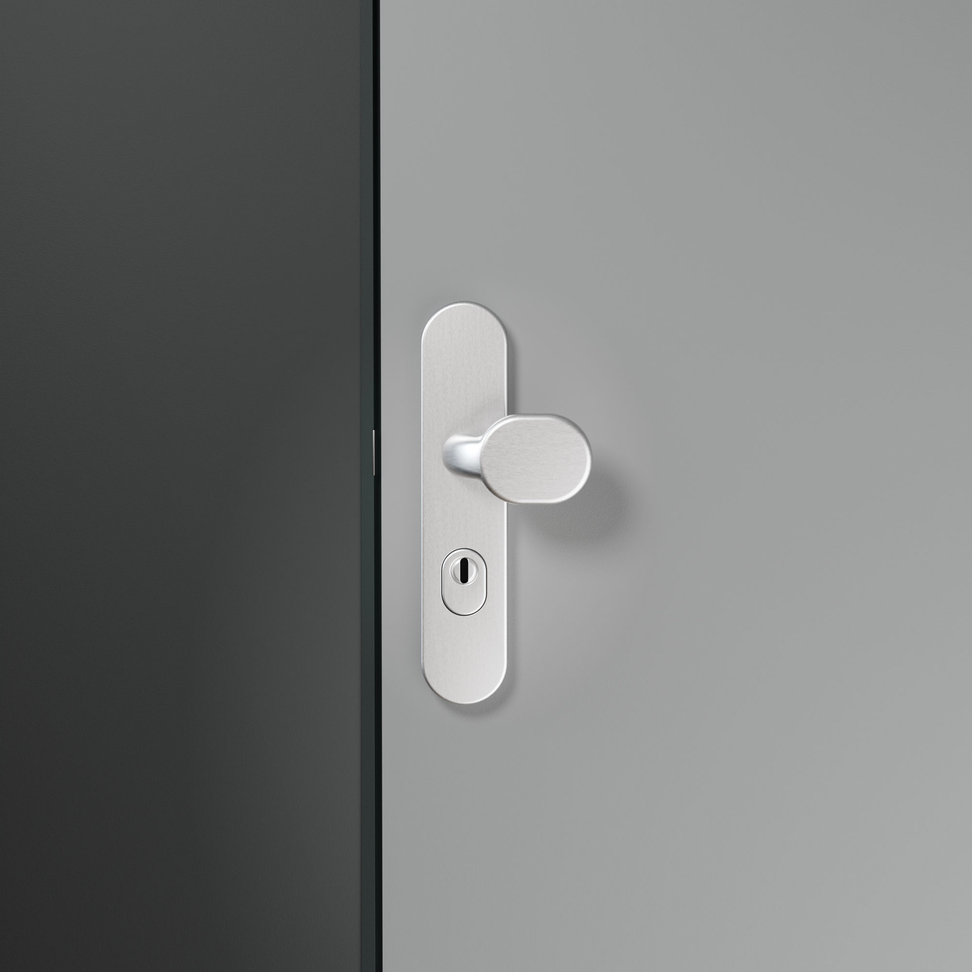 Türschild mit Drücker, Edelstahl/Aluminium