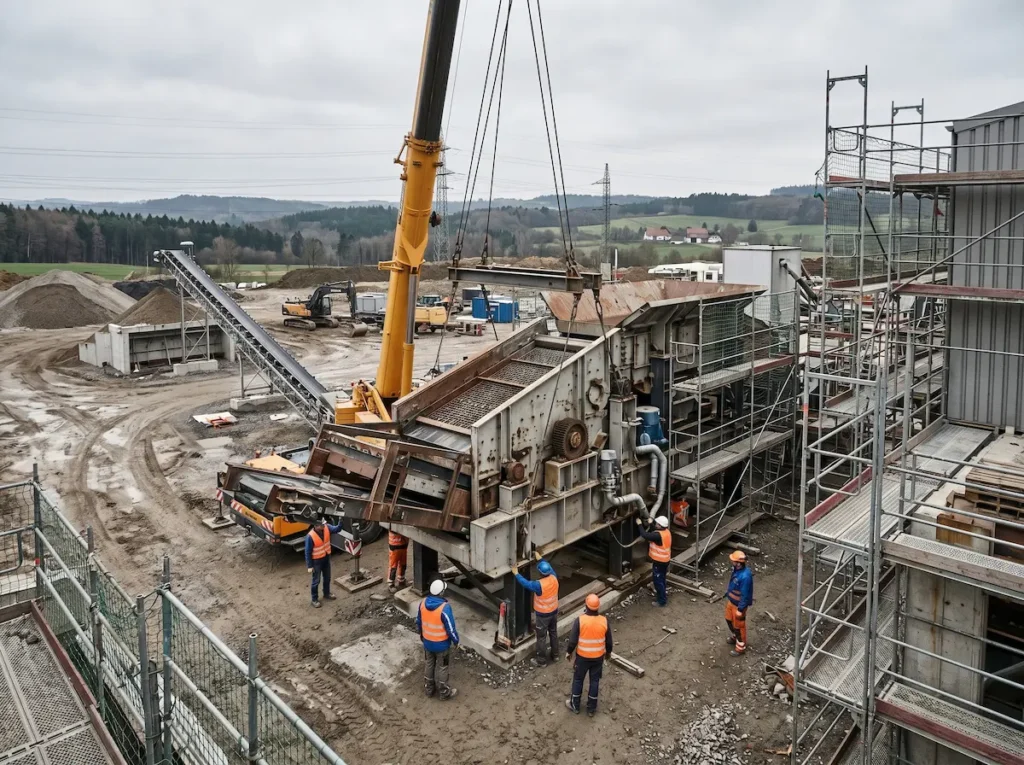 Installation eines Industriebrechers vor Ort