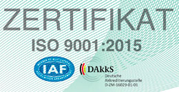 ISO 9001:2015-Zertifikat