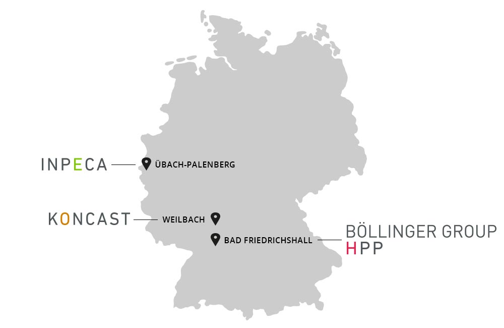 Standortkarte der Böllinger Group in Deutschland
