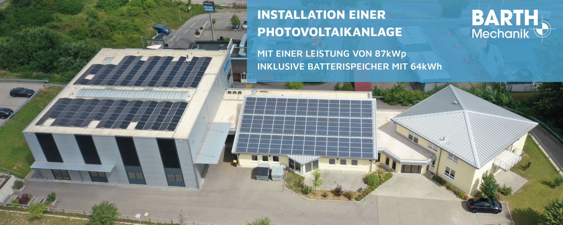 Photovoltaikanlage 87 kWp am Betriebsgebäude