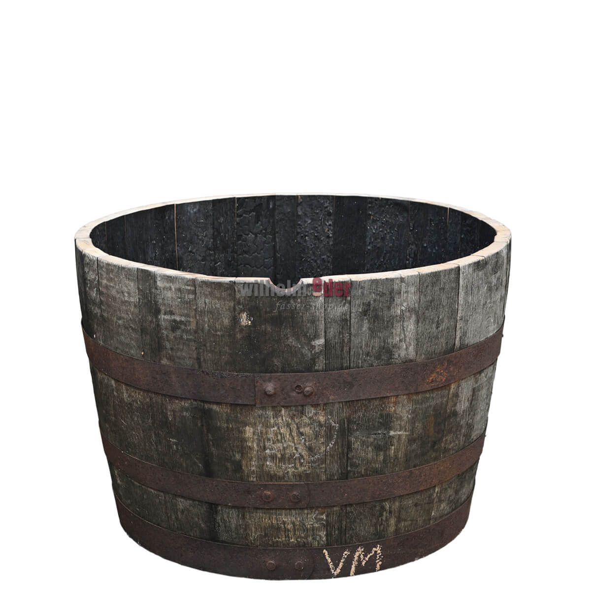 Blumenkübel aus halbiertem Whiskyfass