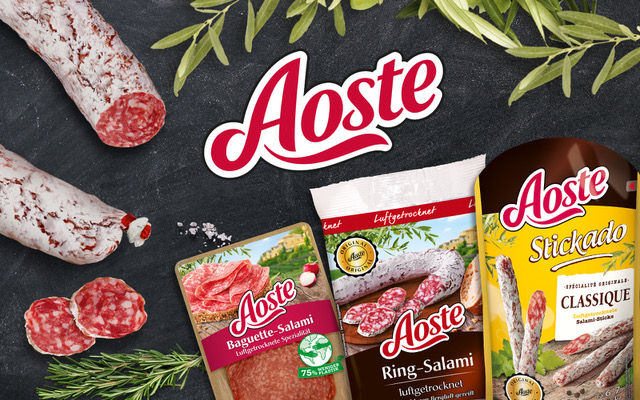 Aoste Salami-Spezialitäten (u. a. Stickado, Rustikado)