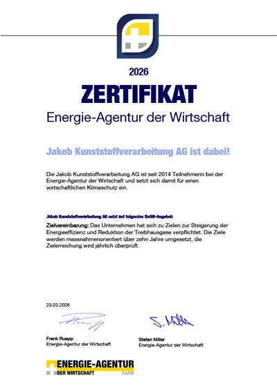 Zertifikat EnAW (Energie Agentur)