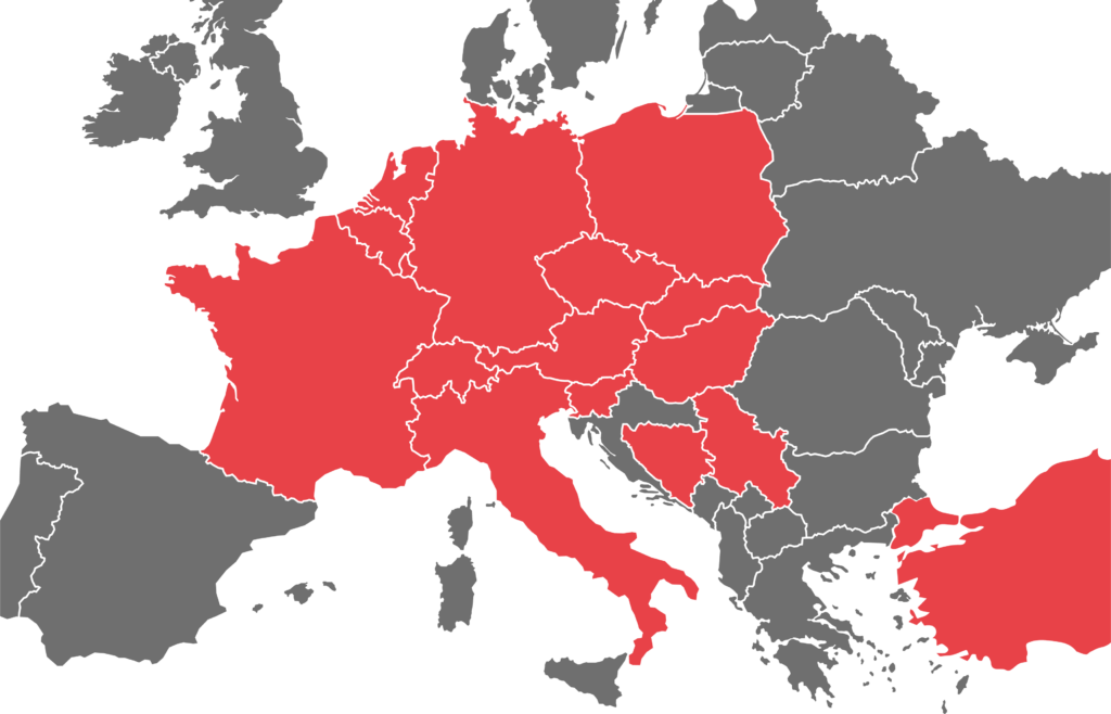 Präsenz in Österreich, Deutschland und der Schweiz