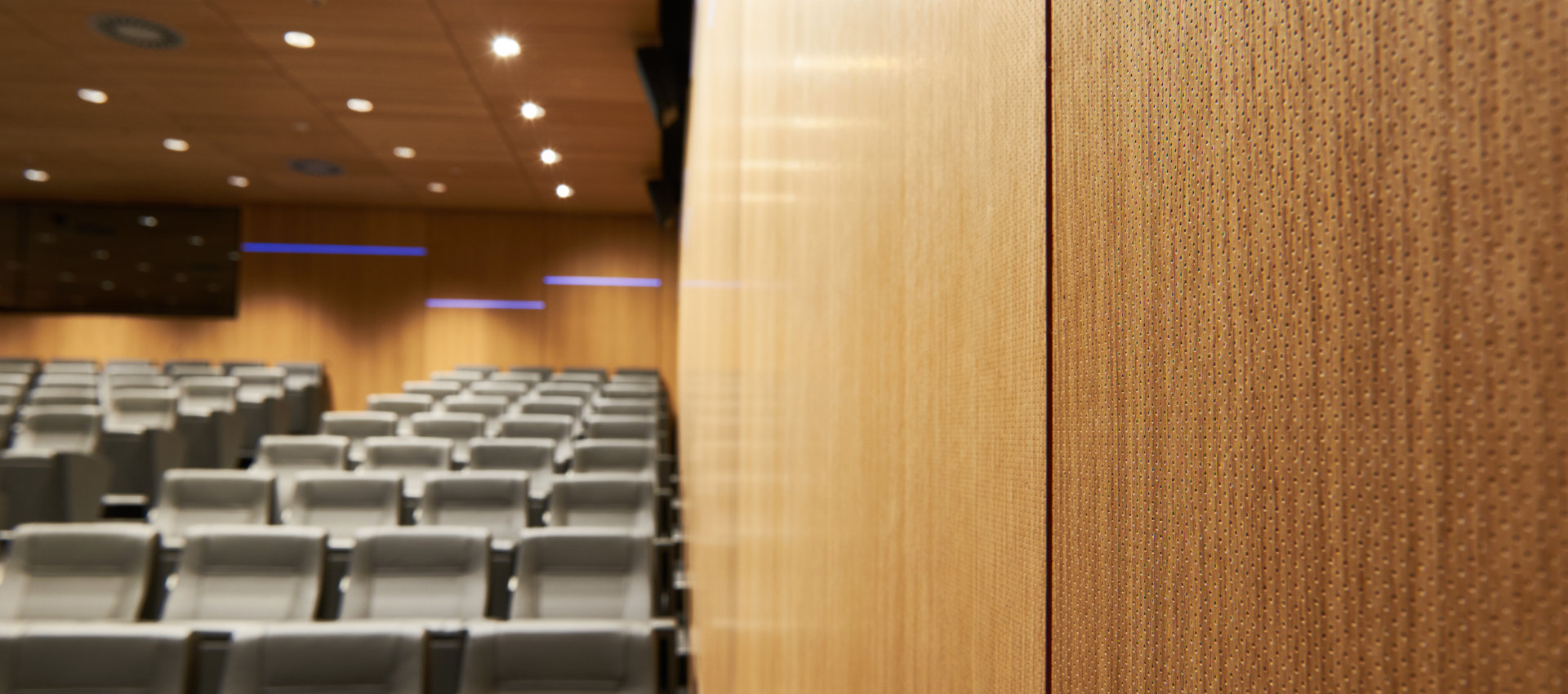 Auditorium mit mikroperforierter Akustikfläche