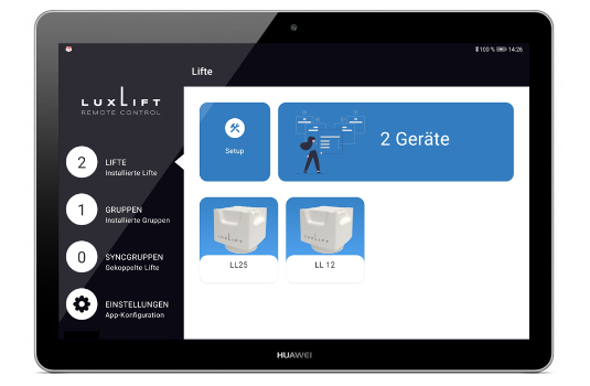 LuxLift App – Fernsteuerung per Bluetooth 5.0