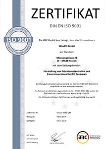 ISO 9001:2015 Zertifikat (DSR-Certification)