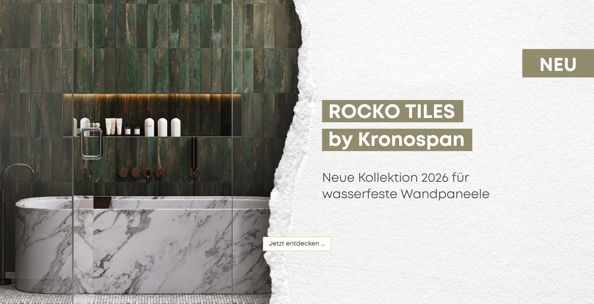 Wandverkleidung aus Rocko Tiles