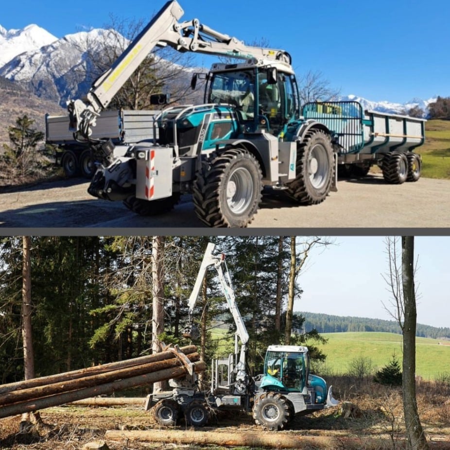 Forstmaschine beim Transport von Baumstämmen