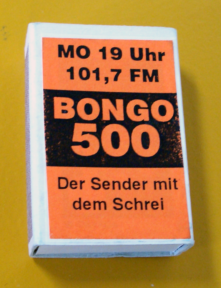 Historical material: matchbox of the pirate radio Bongo 500