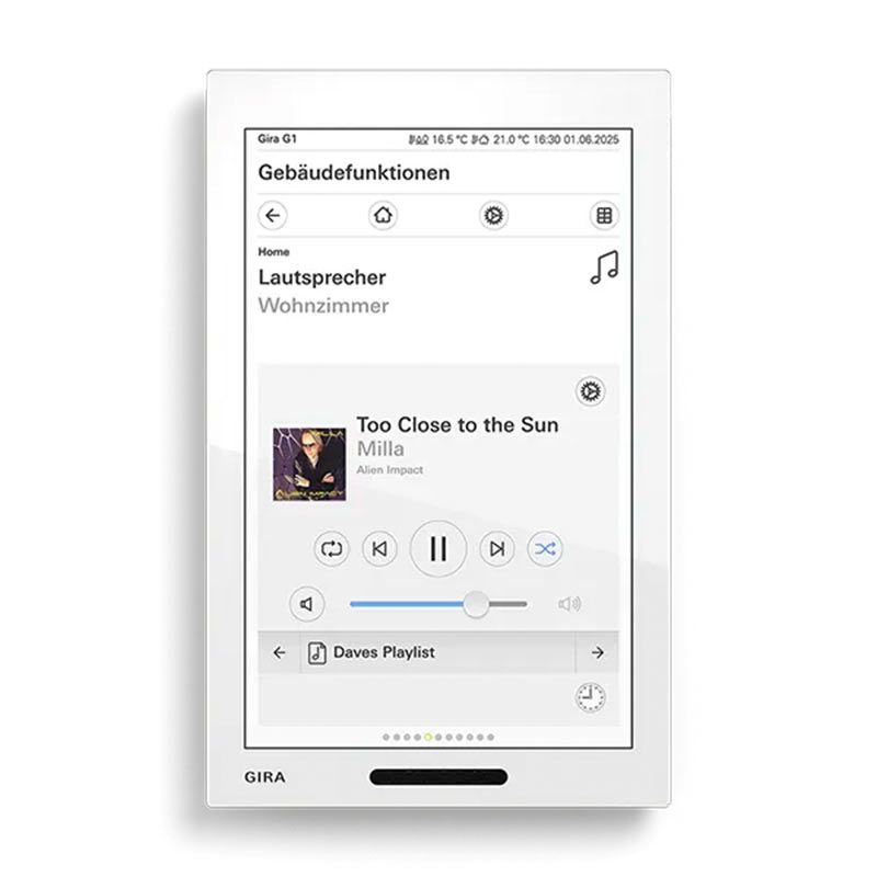 Zentrale Steuerung von Gebäudefunktionen via Gira G1 Touchdisplay