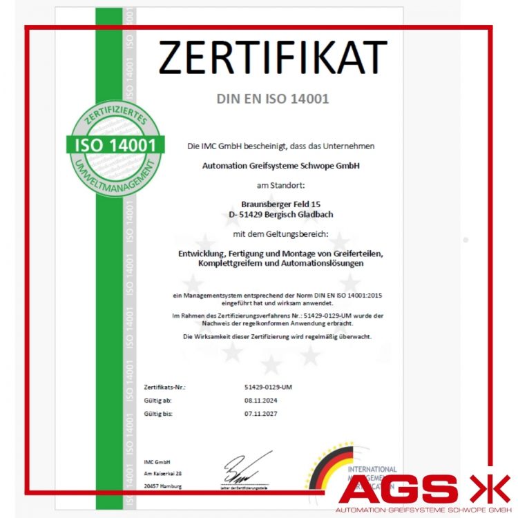 DIN ISO 14001 Zertifizierung