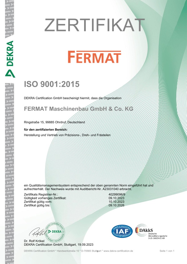 Zertifikat ISO 9001:2015