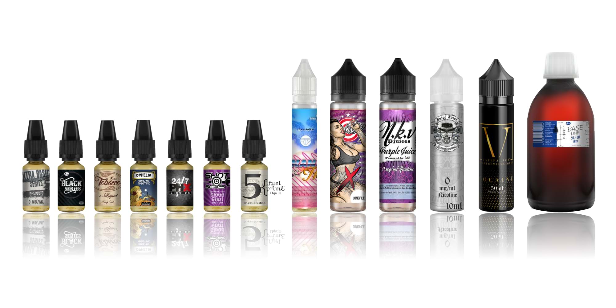 Sortiment E-Liquids, Aromen & Basen