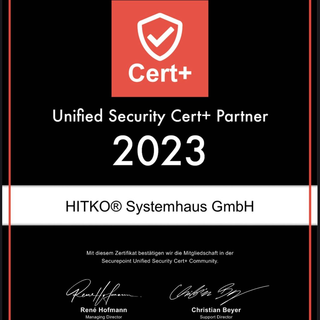 Zertifizierung zum Securepoint CERT+ Partner