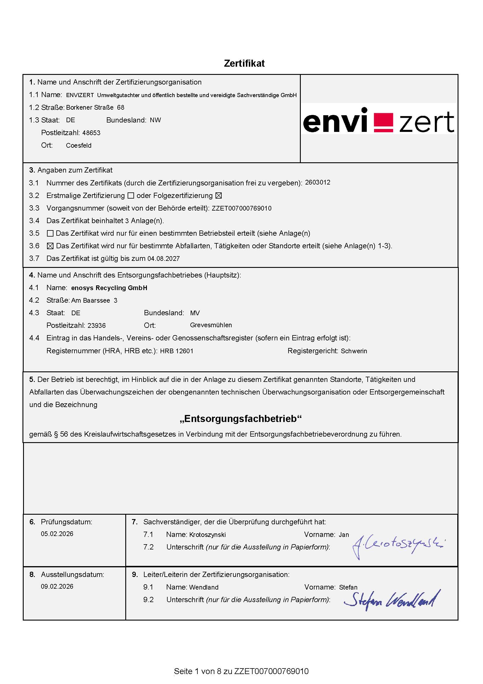 enosys Recycling – Fertigung