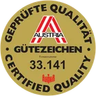 Österreichisches Gütezeichen – Geprüfte Qualität (Zertifikatsnummer 33.141)