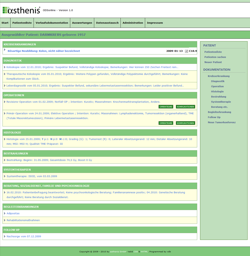 ODSeasyNet – bearbeitbare Epikrisenansicht