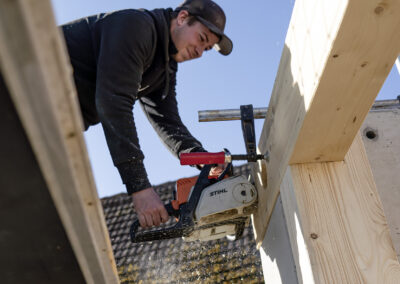 Arbeiten an der Holzkonstruktion
