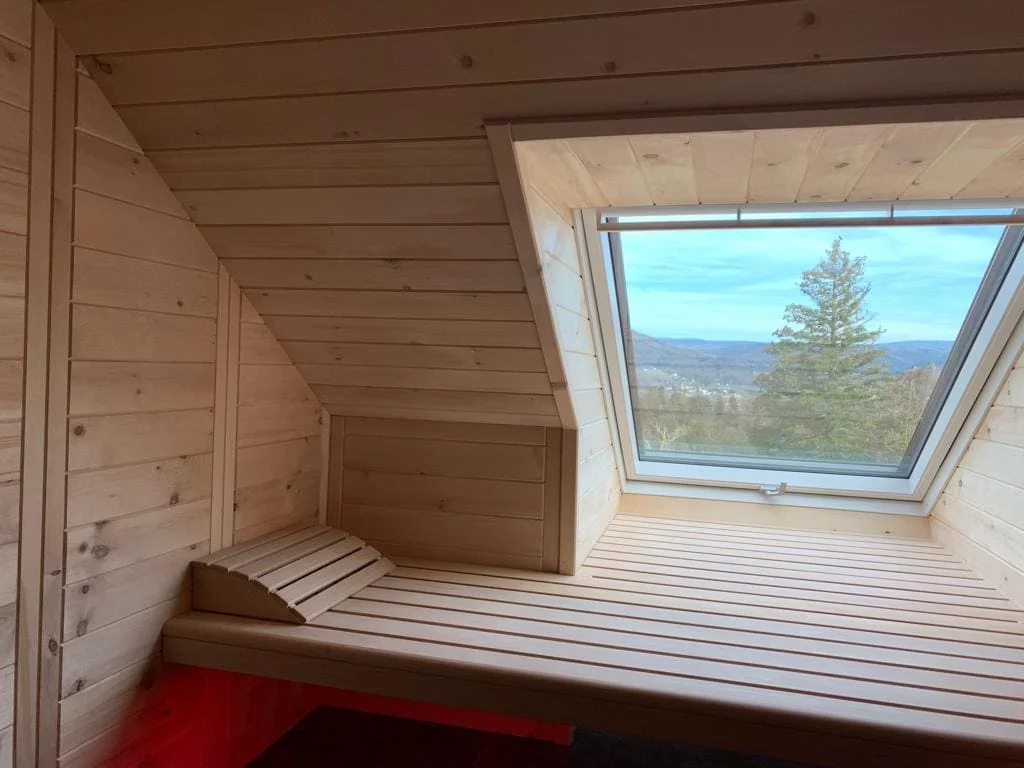 Sauna for sloped ceiling with roof window
