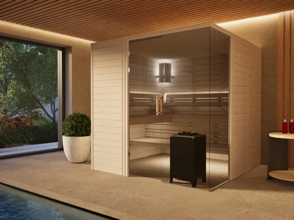 Morena sauna with glass corner