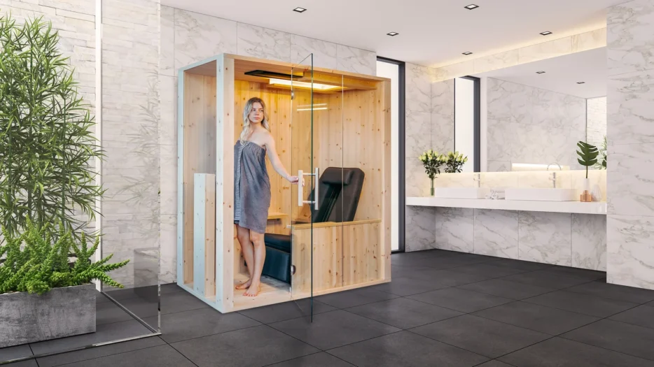 Infrared cabin with glass front