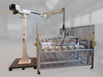 Column with articulated jib arm and electronic rope balancer