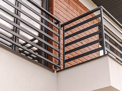 Geländer (Inox, Glas, mit Motiv)