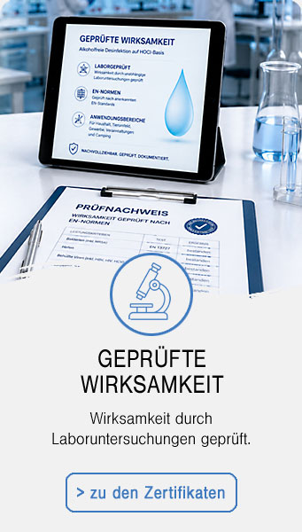 Aqua Electra Desinfektionsmittel im Labor geprüft