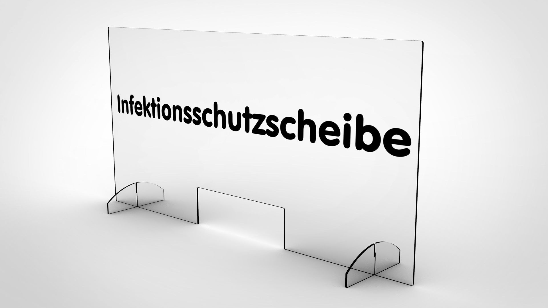 Transparente Infektionsschutzscheibe mit Durchreiche