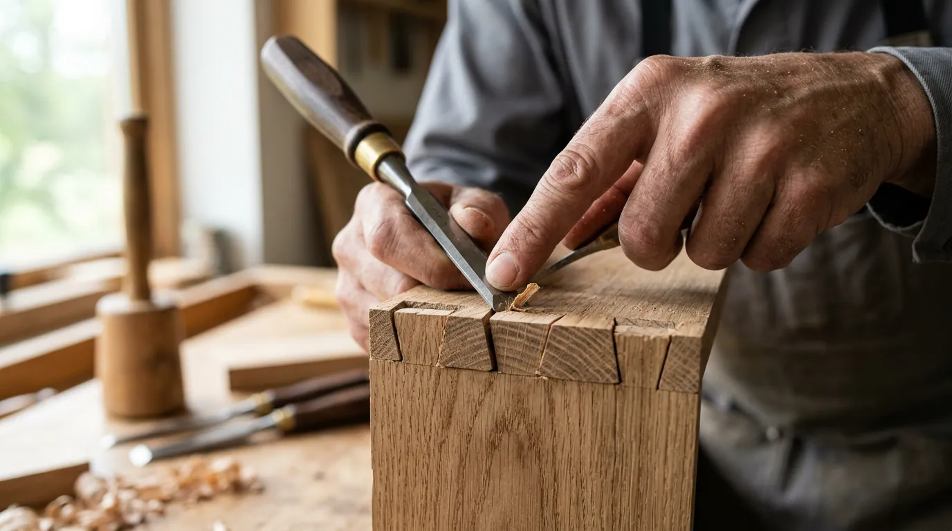 Zinken-Holzverbindung in der Werkstatt