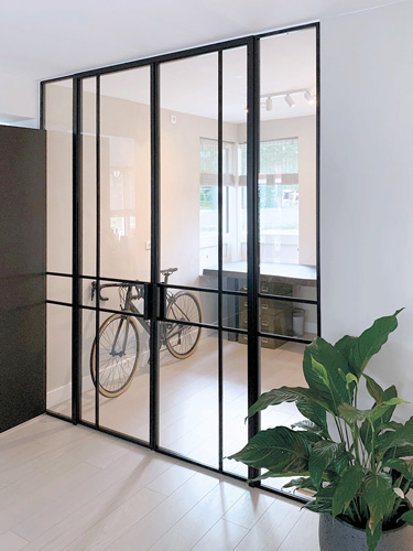 Steel door/partition with glass and steel
