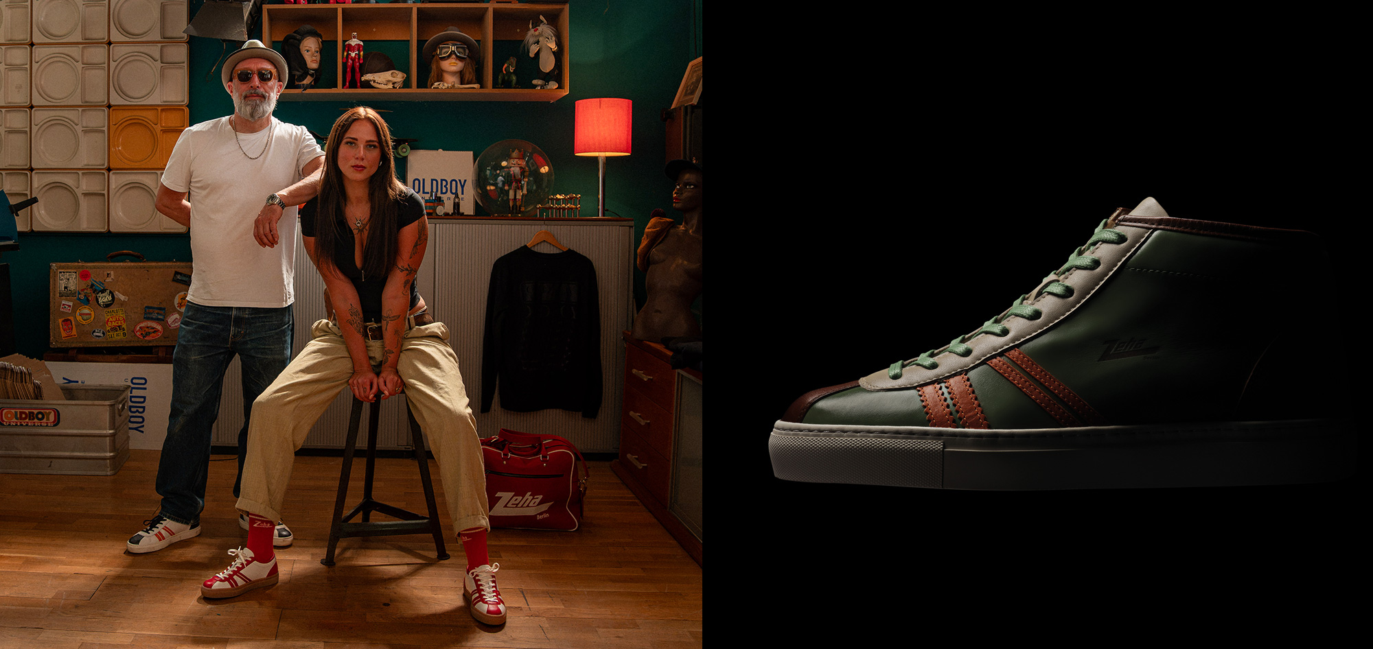 Ledersneaker mit Cup-Sole