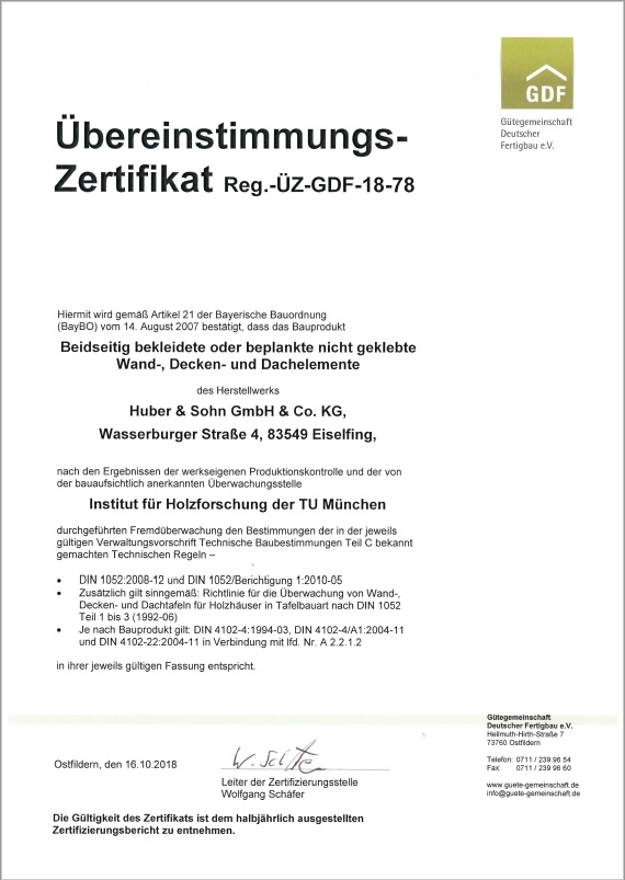 Übereinstimmungszertifikat GDF/TU München