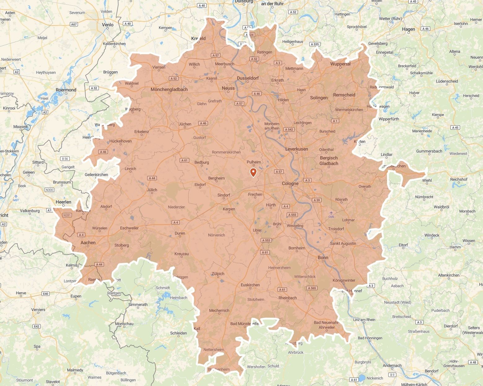 Einsatzgebiet im Umkreis von 60 km um Köln
