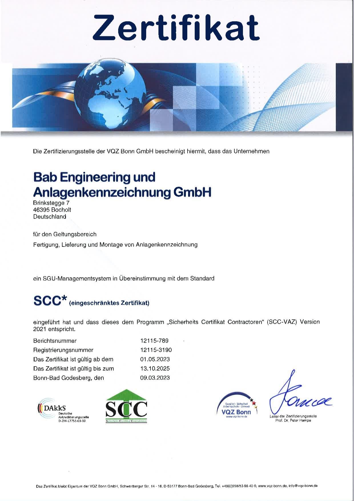 Arbeitssicherheit und Zertifizierung