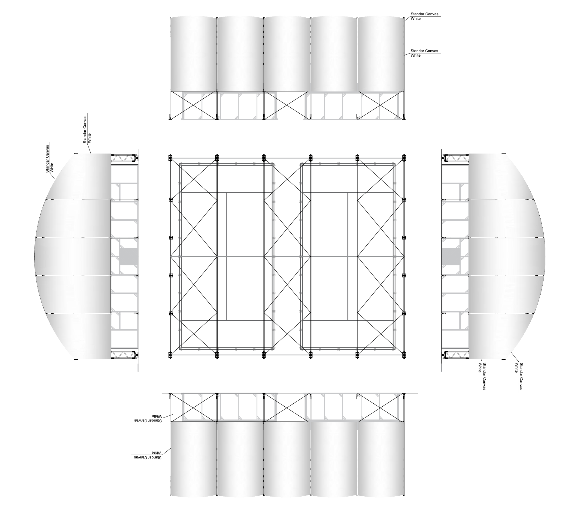 Technische Visualisierung der Überdachungskonstruktion
