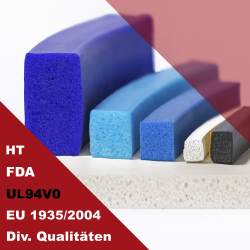 Silikonschaum-Vierkantprofile (FDA/HT/UL94)