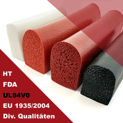 Silikonschaum-Halbrundprofile (FDA/HT/UL94)