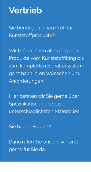 Vertrieb von Kunststoffprodukten