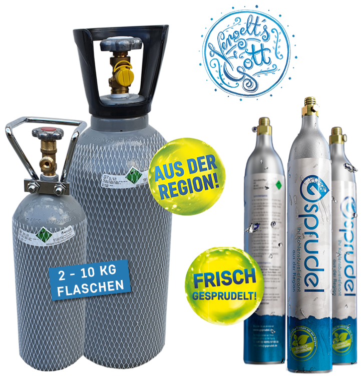 CO2-Zylinder 425 g und Flaschen 2/6/10 kg